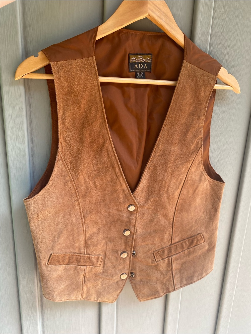 VINTAGE ADA Brown suede leather vest western cowgirl size unisex medium